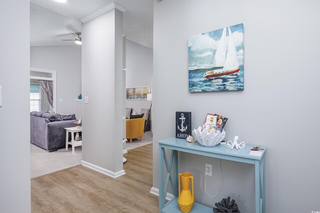 9772 Leyland Dr Unit 9772-9, Myrtle Beach, SC 29572 - hallway featuring wood finished floors, lofted ceiling, and baseboards