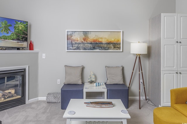 9772 Leyland Dr Unit 9772-9, Myrtle Beach, SC 29572 - living room featuring carpet, a glass covered fireplace, and baseboards