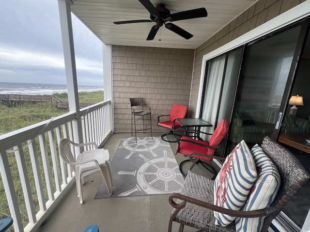 balcony with ceiling fan