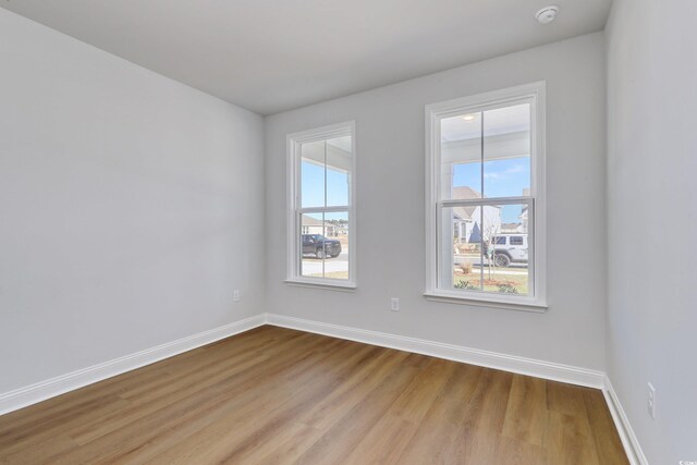 spare room with light hardwood / wood-style flooring and a wealth of natural light