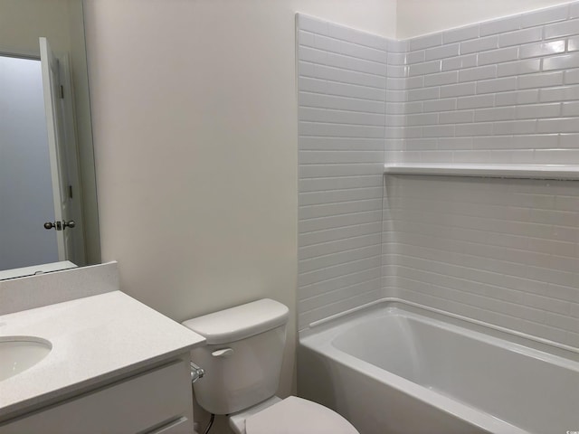 full bathroom featuring vanity, shower / bathtub combination, and toilet