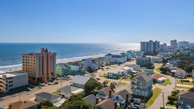 aerial view with a beach view and a water view