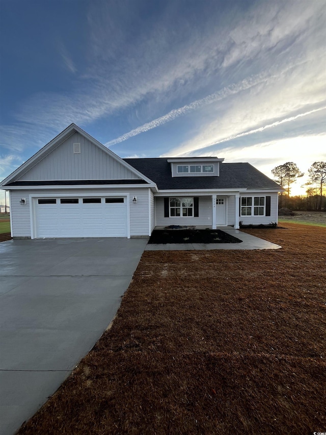 view of front of home with a garage