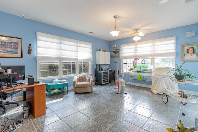 office area featuring ceiling fan