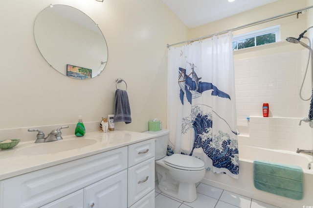 4839 Seabreeze Ln, Myrtle Beach, SC 29579 - full bathroom featuring tile patterned flooring, shower / bathtub combination with curtain, vanity, and toilet