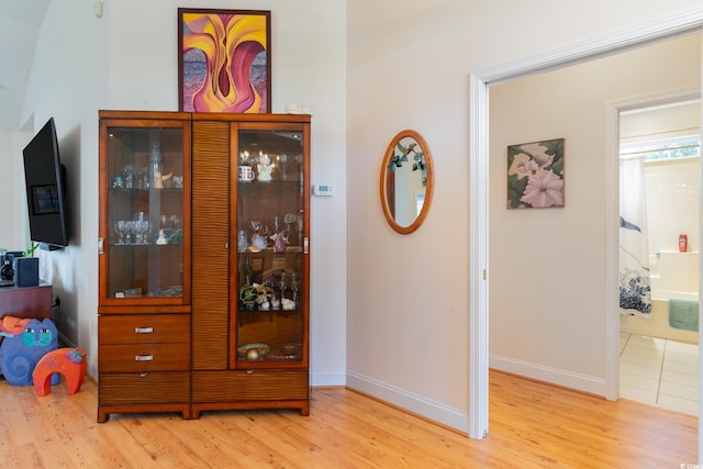 interior space with light hardwood / wood-style flooring