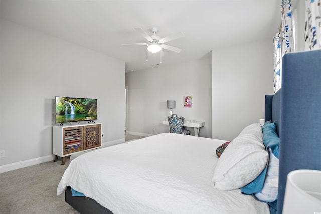 bedroom with carpet flooring and ceiling fan