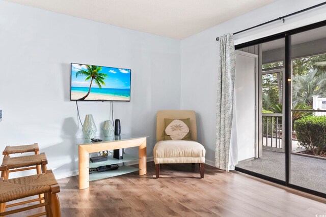 living area featuring hardwood / wood-style floors