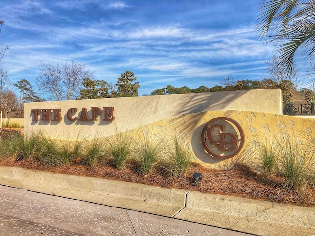 view of community sign