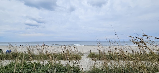 property view of water featuring a view of the beach