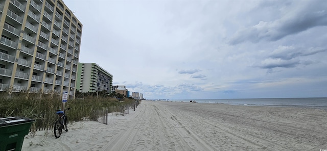 view of water feature featuring a view of the beach