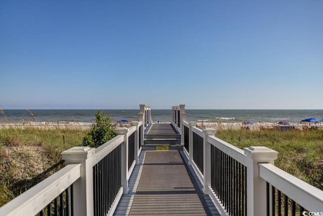 view of community featuring a view of the beach and a water view