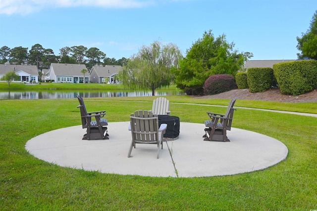 view of patio / terrace with a water view