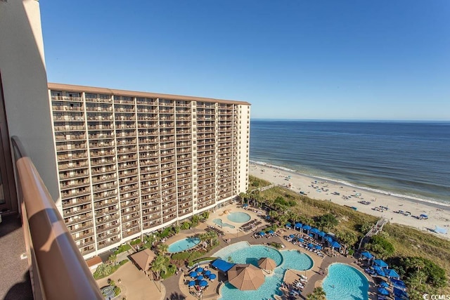 exterior space featuring a view of the beach