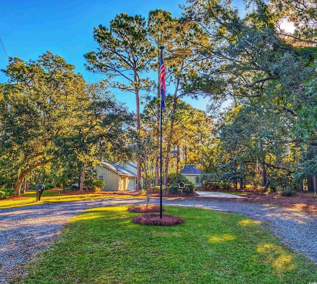 view of front facade featuring a garage and a front lawn