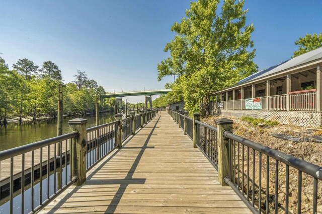 view of dock featuring a water view