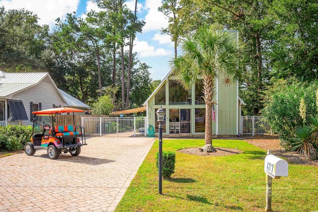 view of play area with a yard