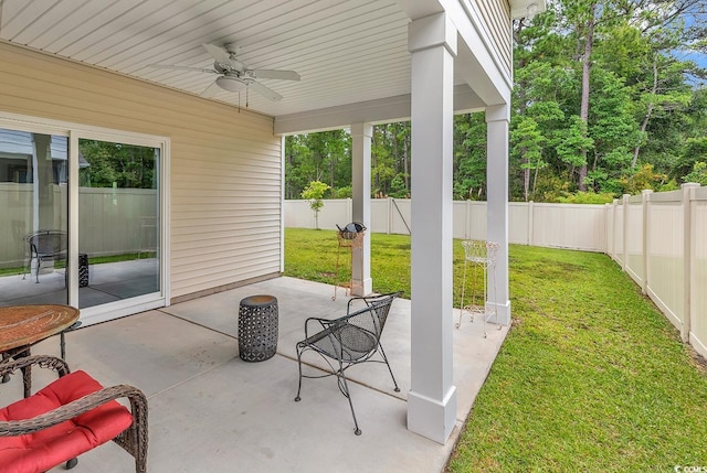 view of patio / terrace with ceiling fan