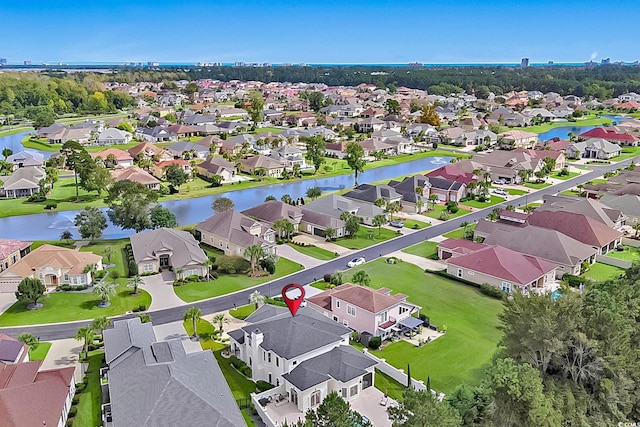 bird's eye view featuring a water view