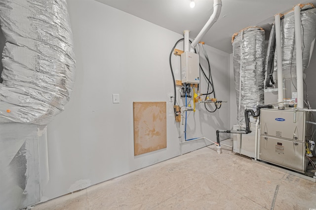 utilities with tankless water heater and heating unit