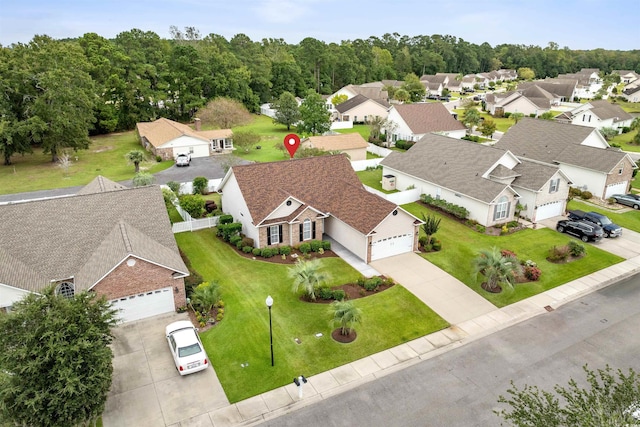 aerial view featuring a residential view