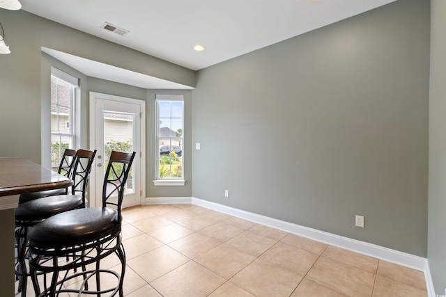 view of tiled dining room