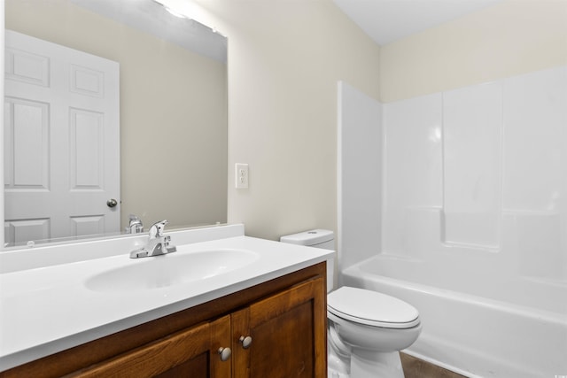 full bathroom featuring vanity, toilet, and shower / bath combination