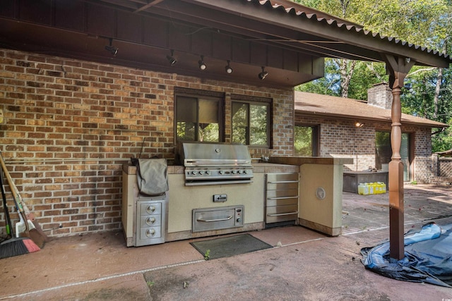 view of patio / terrace with area for grilling and exterior kitchen