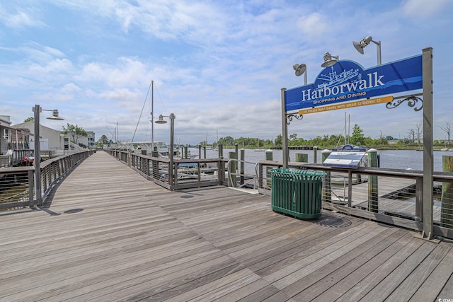 view of dock featuring a water view