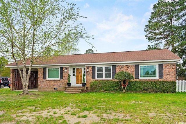 ranch-style house with a front yard