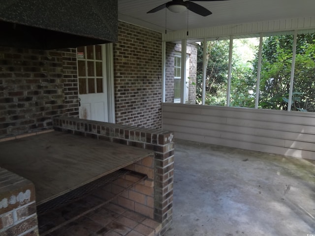 view of patio with ceiling fan