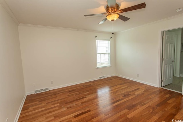 340 Walden Lake Rd, Conway, SC 29526 - unfurnished room with wood finished floors, ornamental molding, a ceiling fan, and baseboards