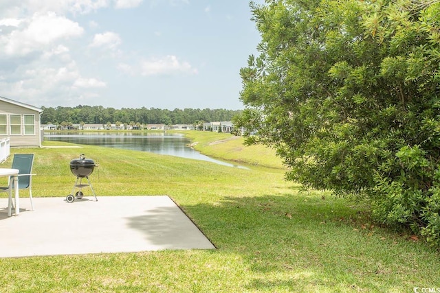 340 Walden Lake Rd, Conway, SC 29526 - view of green lawn with a water view and a patio area