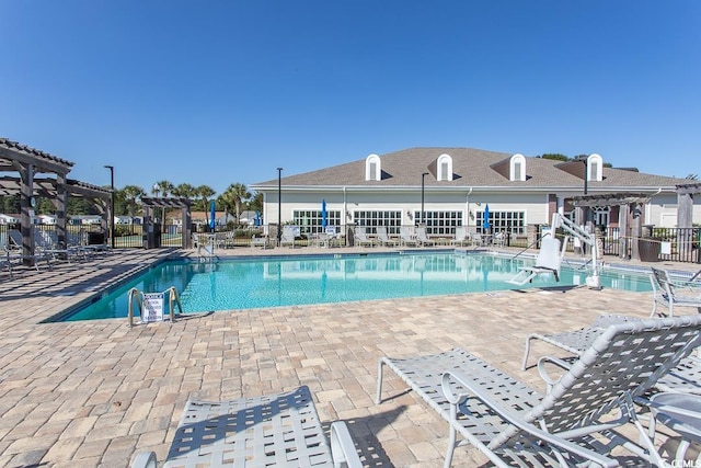 view of pool featuring a patio