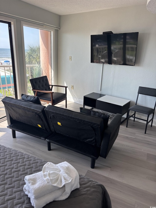 202 70th Ave N Unit 104, Myrtle Beach, SC 29572 - living room with wood finished floors and a textured ceiling