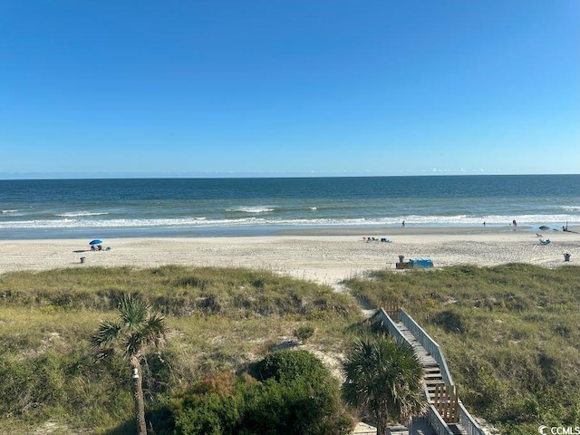 property view of water with a beach view