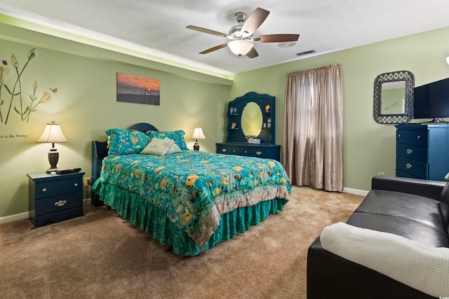 bedroom featuring carpet flooring and ceiling fan