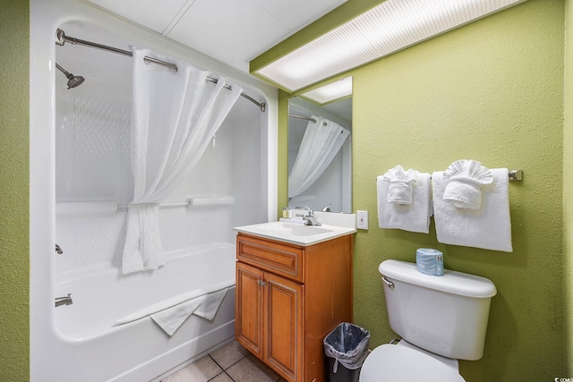 2301 Ocean Blvd S Unit 1218, Myrtle Beach, SC 29577 - bathroom featuring vanity, shower / tub combo with curtain, toilet, and tile patterned floors