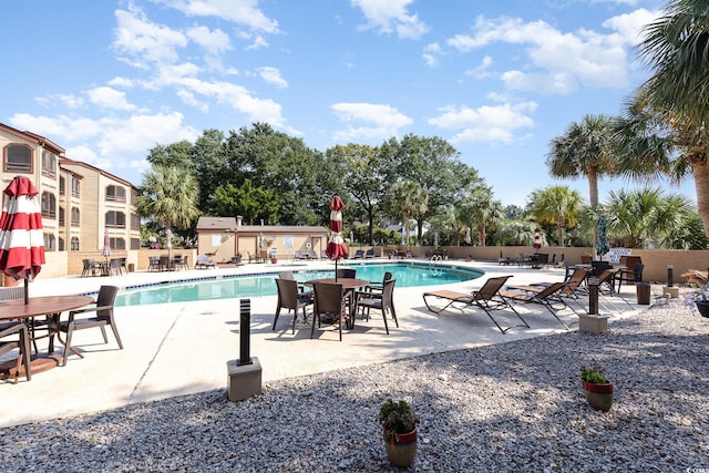 view of pool featuring a patio area