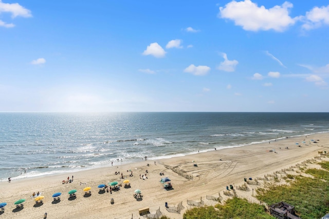 view of water feature featuring a view of the beach