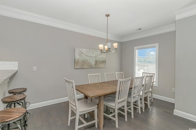 6001-MH32A S Kings Hwy, Myrtle Beach, SC 29575 - dining room with an inviting chandelier, ornamental molding, and dark hardwood / wood-style floors