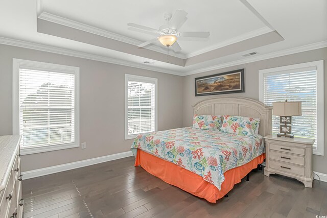 6001-MH32A S Kings Hwy, Myrtle Beach, SC 29575 - bedroom featuring ornamental molding, ceiling fan, and a tray ceiling