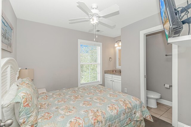 6001-MH32A S Kings Hwy, Myrtle Beach, SC 29575 - tiled bedroom with ensuite bathroom and ceiling fan