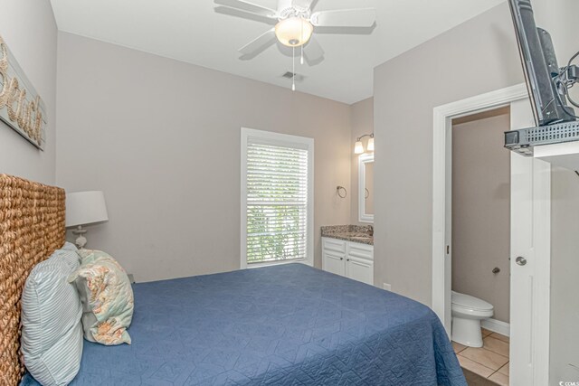 6001-MH32A S Kings Hwy, Myrtle Beach, SC 29575 - tiled bedroom featuring ensuite bathroom and ceiling fan