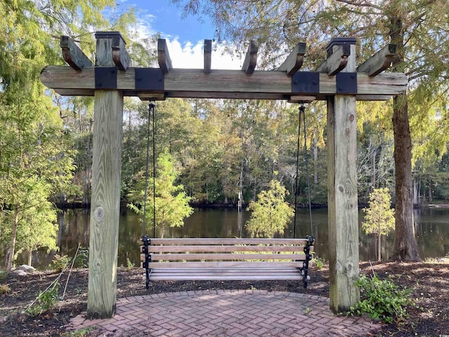 view of community featuring a water view