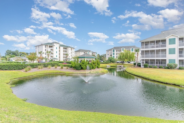 water view featuring a gazebo