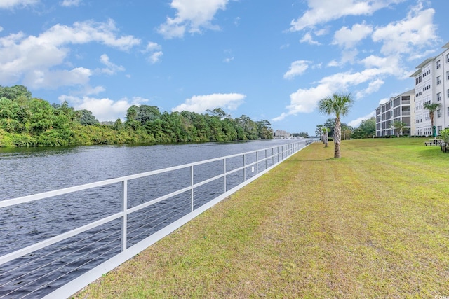 exterior space featuring a water view