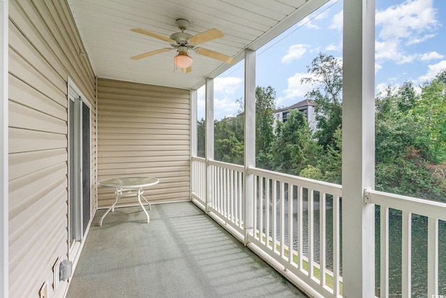 balcony with ceiling fan