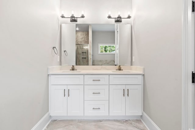 205 Waterfall Cir, Little River, SC 29566 - full bath with a shower stall, double vanity, and marble finish flooring