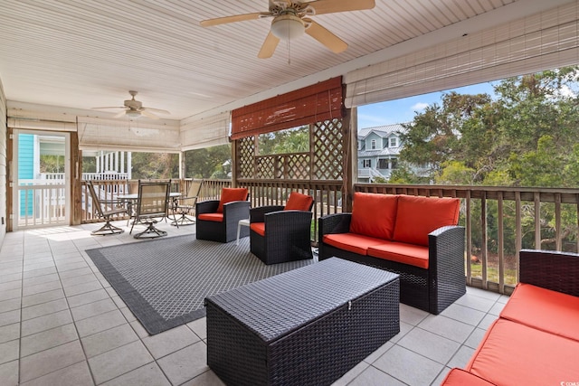 view of patio featuring outdoor lounge area and ceiling fan